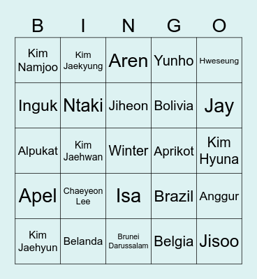xhweseung Bingo Card