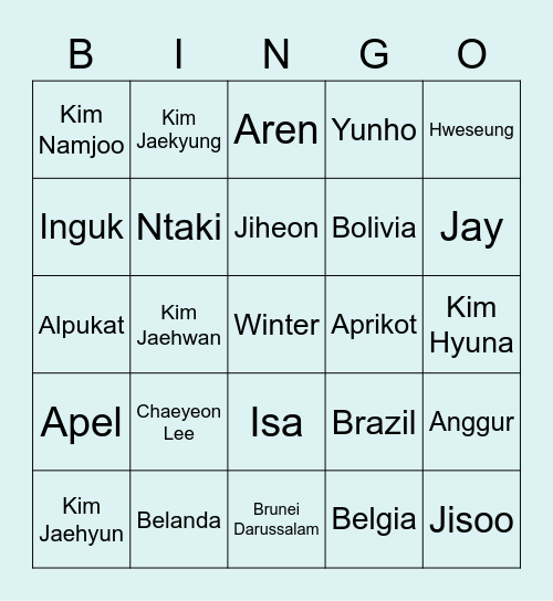 xhweseung Bingo Card