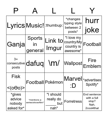 The Paleo Bingo Card