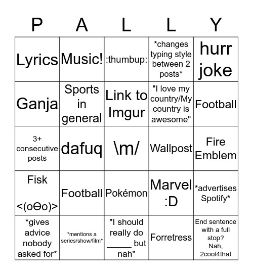 The Paleo Bingo Card