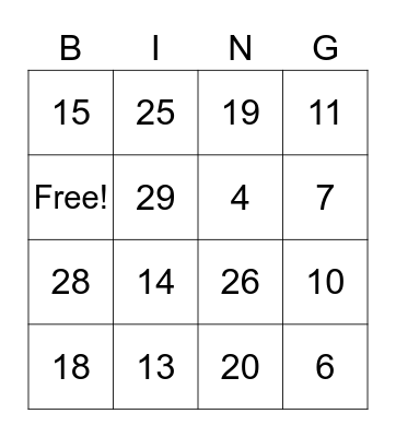 Los Numeros Bingo Card