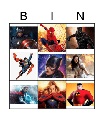 Superhero Bingo Card