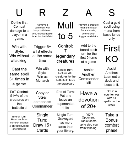 Commander Bingo Card