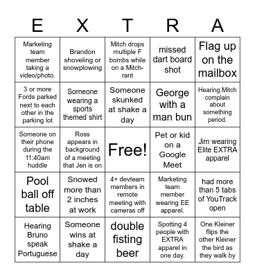 CEC Car Bingo Card