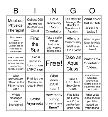 Lake Nona Performance Club March Madness Bingo Card
