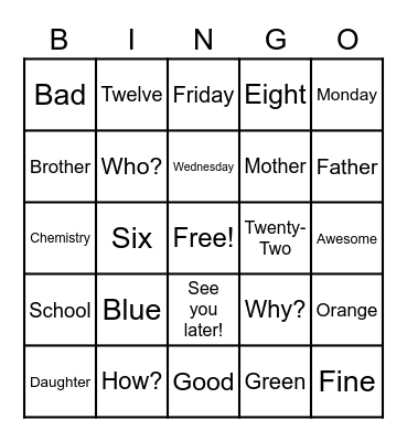 ASL Bingo #1 Bingo Card