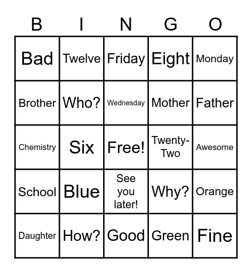 ASL Bingo #1 Bingo Card