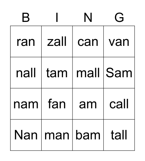 Glued Sound Bingo Card