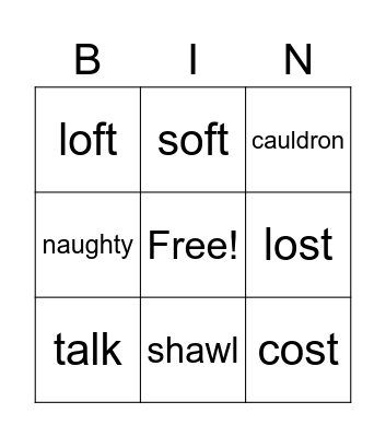 Lesson 103 Bingo Card