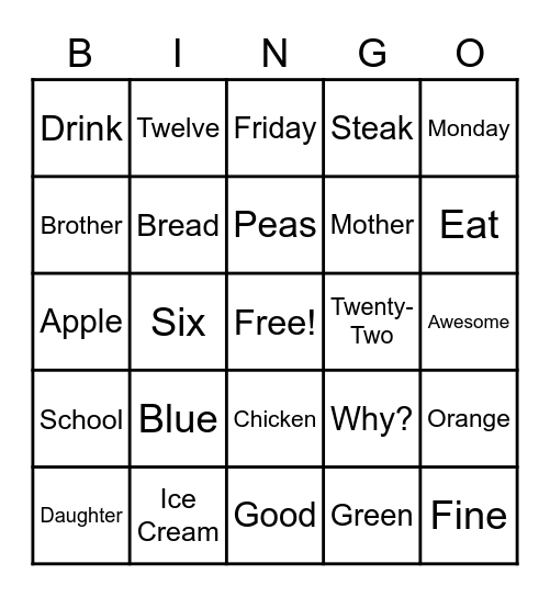 ASL Bingo #1 Bingo Card
