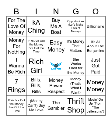 All About The $ Bingo Card