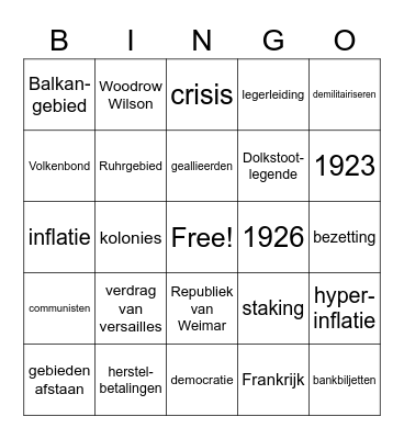 Duitsland na WO I Bingo Card