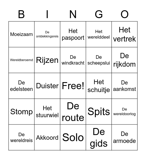 Woordenschat Bingo Card