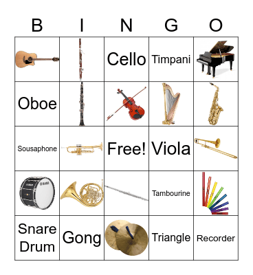 Instrument Bingo Card