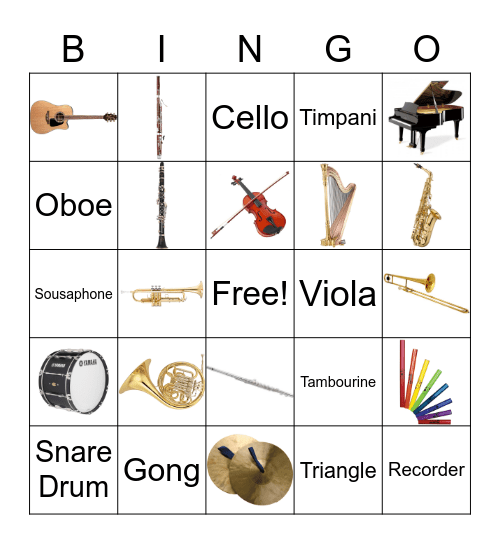 Instrument Bingo Card