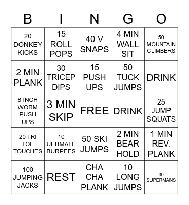 FITNESS BINGO!!!! Bingo Card