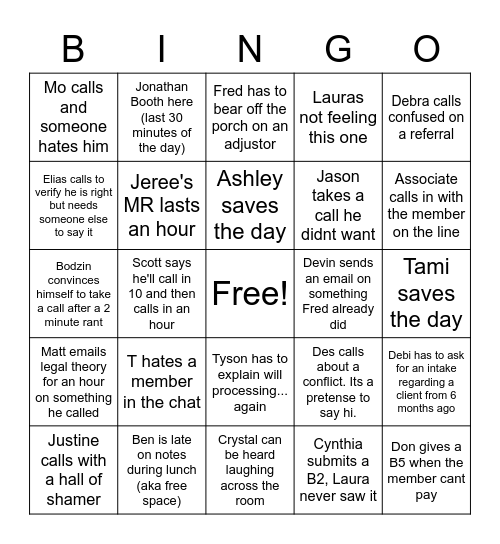 LS BANGO Bingo Card