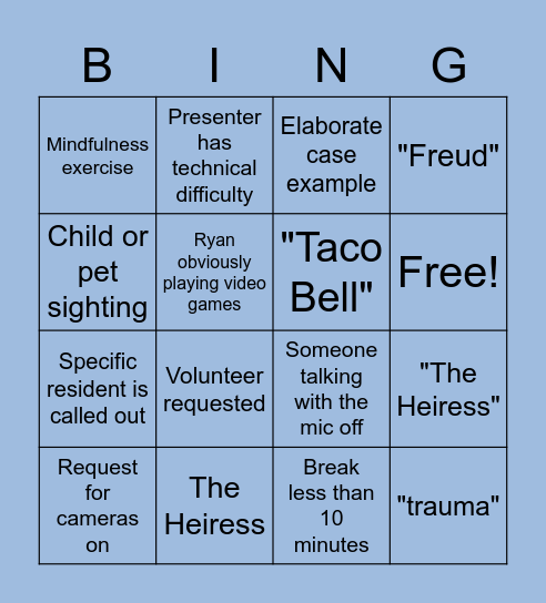 Didactic Bingo Card