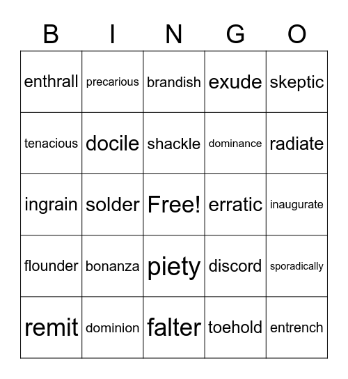 Winter WM Bingo Card