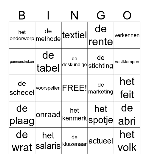 groep 5 oud oost juni 2015 Bingo Card