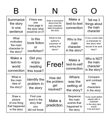 Reading Bingo Card