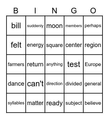 Untitled Bingo Card
