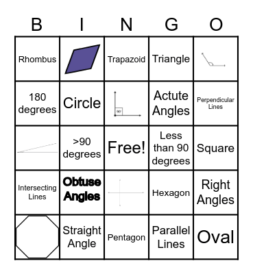 Angles, Shapes & Lines Bingo Card