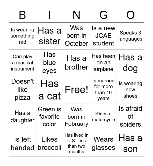 ICE BREAKER BINGO Card