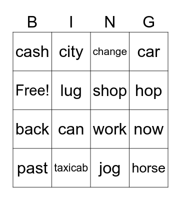 Call a A Cab Bingo Card