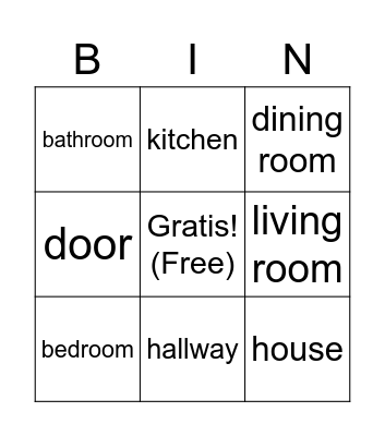 Rooms in the House Bingo Card