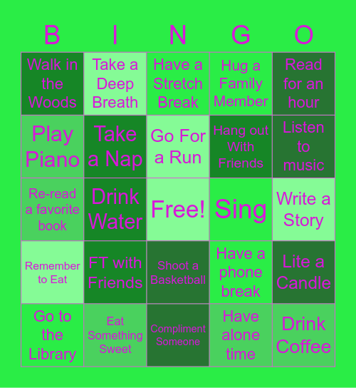 Self Care Bingo! Bingo Card
