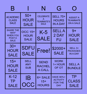 SALES BINGO! Bingo Card
