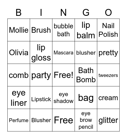 MAKEUP Bingo Card