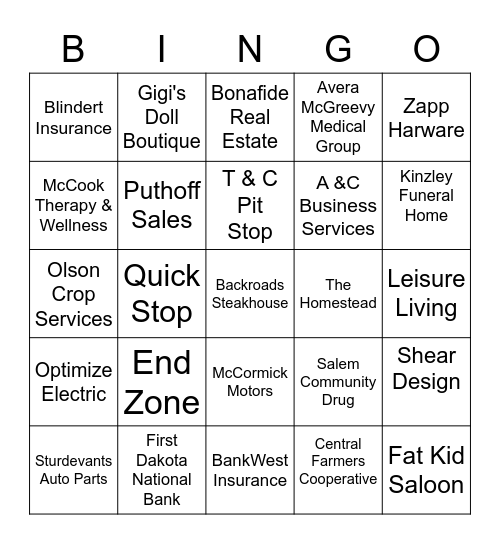 Shop Salem Bingo Card