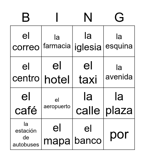 Unidad 4 Etapa 1 vocabulario en contexto Bingo Card