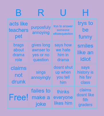 B word bingo card Bingo Card