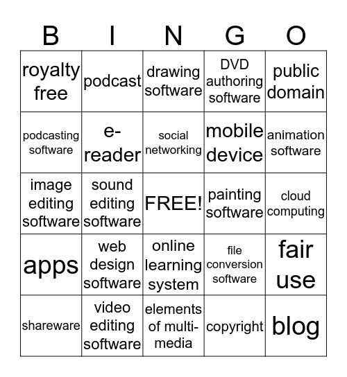 Elements of Media Bingo Card