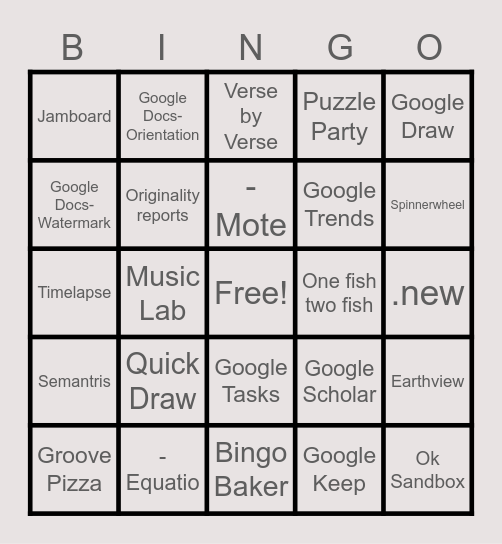 Google Advanced Bingo Card