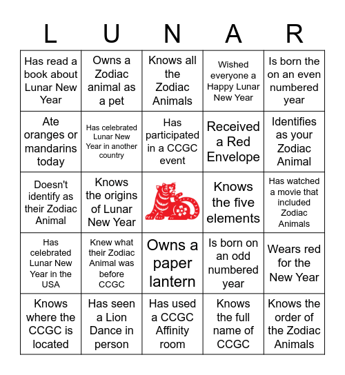 CCGC Virtual Lunar New Year Bingo Card