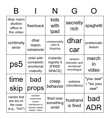 Dhar Mann Bingo v2 Bingo Card