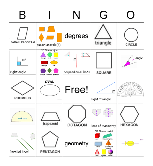 Geometry Bingo Card