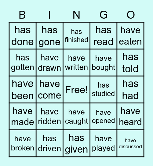 Present Perfect Simple Bingo! Bingo Card