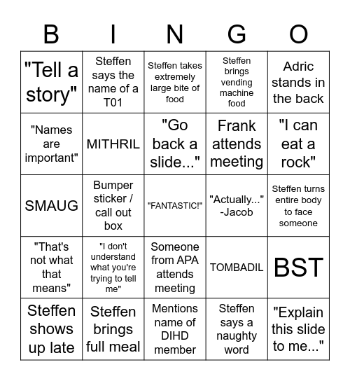 Steffen Meeting Bingo Card