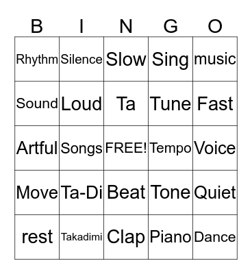 Music Bingo Card