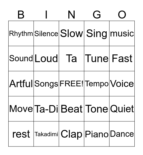 Music Bingo Card