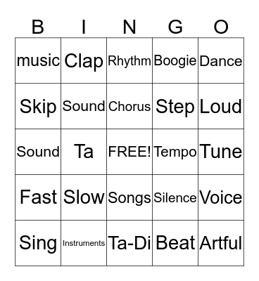 Music Bingo Card