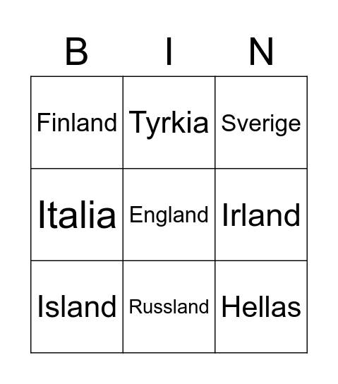 EUROPA Bingo Card