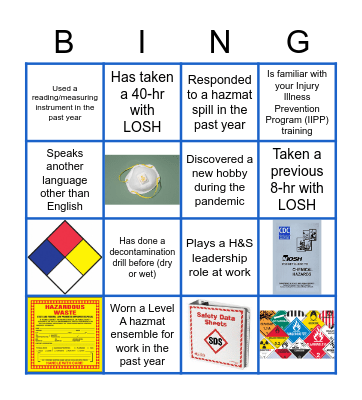 LOSH 8-hr 2022 Refresher Bingo Card