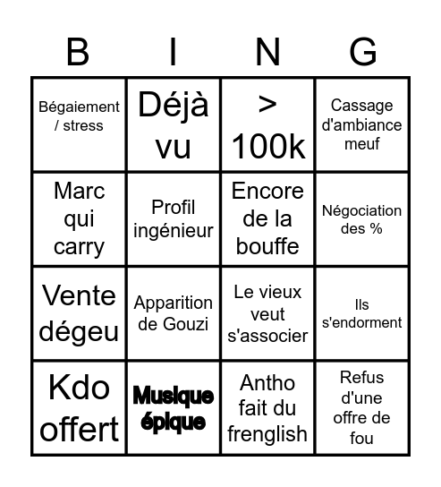 Gouzi Gouzi Bingo Card