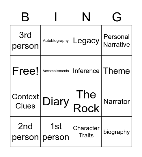 Literary Nonfiction Bingo Card